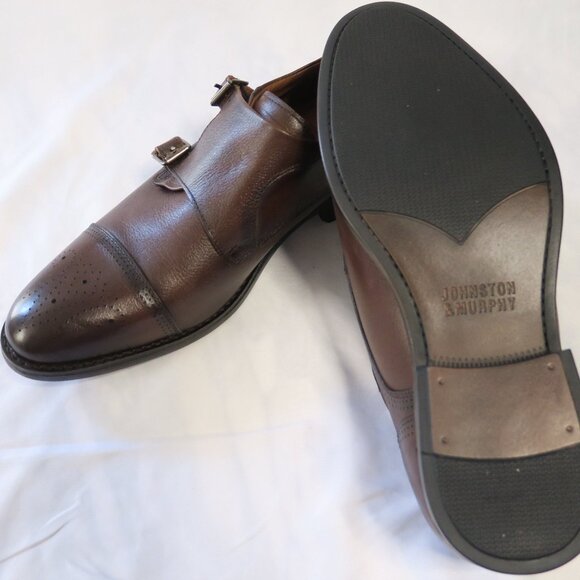 Johnston & Murphy Double Monk Mens Shoes (Size 9) Mahogany Full Grain Leather - Picture 2 of 4